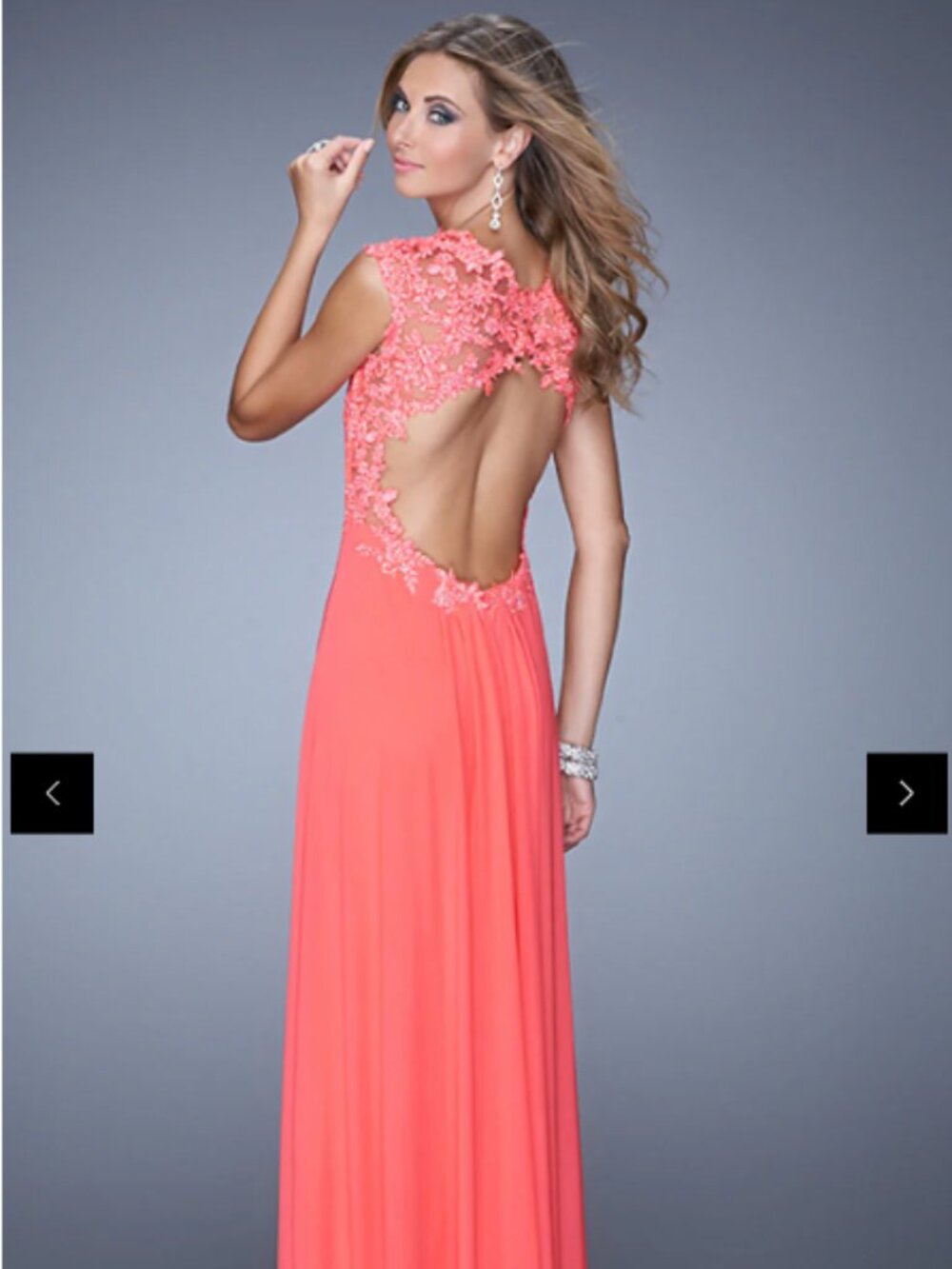 Beaded Cap-Sleeve Long Dress | Size 6 | Pink Grapefruit - Picture 4 of 6